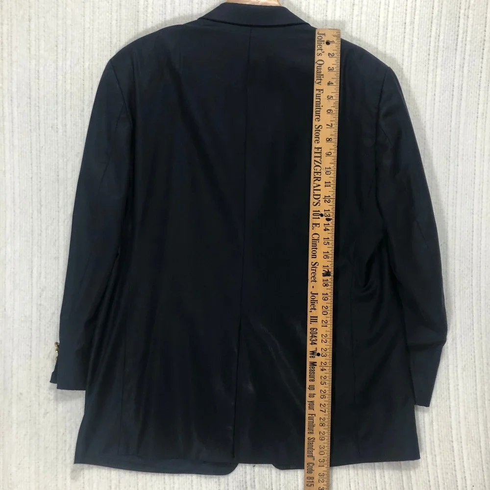 Ralph Lauren Wool Blazer Navy Blue Gold Button Mens Size 44R Classic Sport Coat‎
